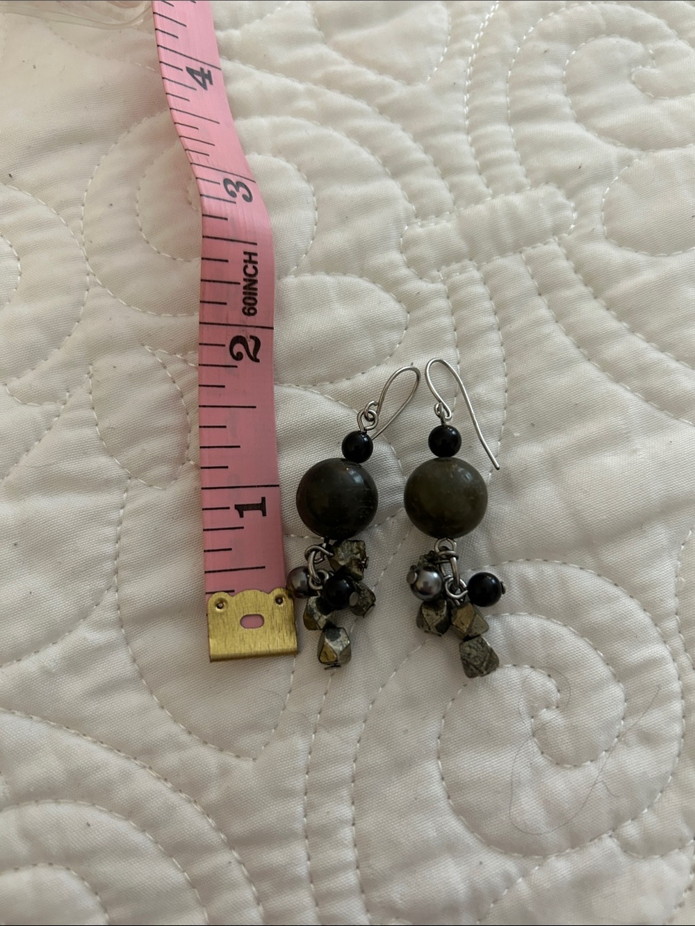Handcrafted Dark Olive Bead Drop Earrings - Women Jewelry